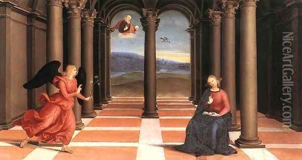 The Annunciation (Oddi altar, predella) 2 Oil Painting - Raffaelo Sanzio