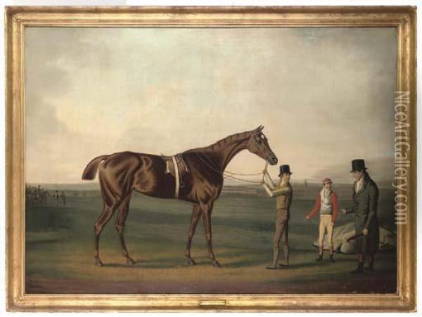 A Racehorse In An Extensive Landscape Oil Painting - Daniel Clowes