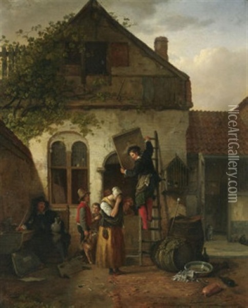 Die Versteigerung Des Gasthauses "jan Steen" Oil Painting - Ignatius Josephus van Regemorter