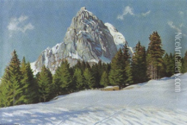 Sonniger Wintertag An Der Gislifluh Oil Painting - Waldemar Theophil Fink