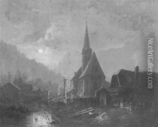 Kirche In Der Ramsau Oil Painting - Heinrich Buerkel