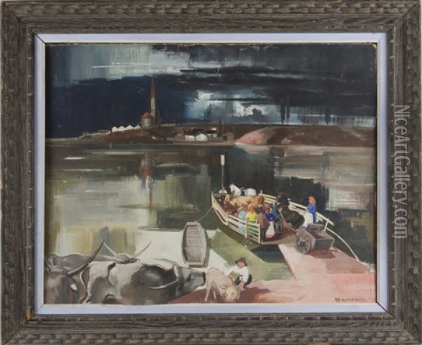The Quay Oil Painting - Vilmos Aba-Novak