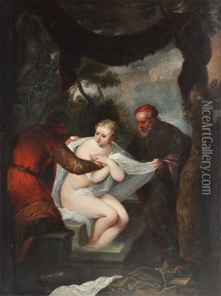 Susanna E I Vecchioni Oil Painting - Andrea Celesti