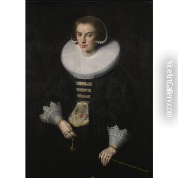 Portrait Of A Woman Oil Painting - Jan Anthonisz Van Ravesteyn