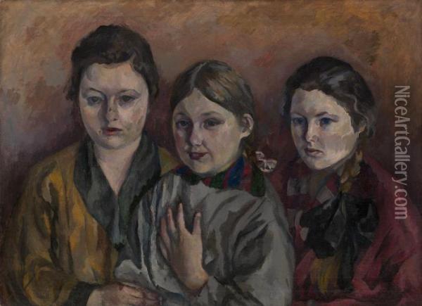 A Family Portrait Oil Painting - Aristarkh Vasilievic Lentulov