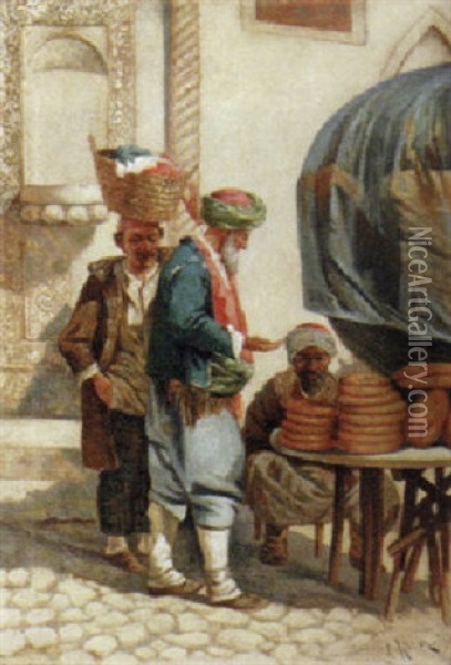 The Bread Seller Oil Painting - Aleksei Mikhailovich Korin