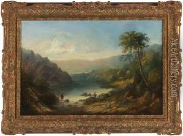 Landscape With Fishermen Oil Painting - Sidney Edward Paget