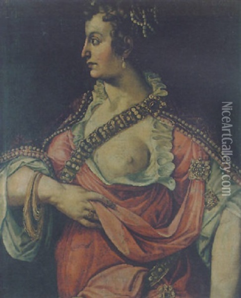 A Woman Oil Painting - Giulio Romano