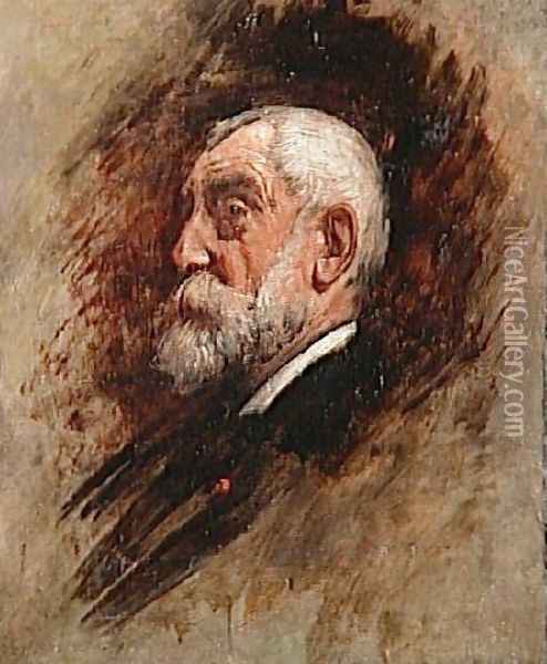 Portrait of Henri Harpignies Oil Painting - Leon Bonnat