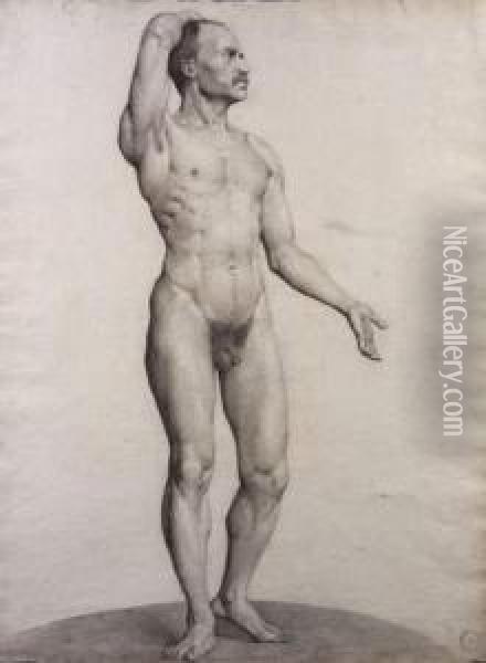  Etude De Nu Masculin Main Sur La Tete  Oil Painting - Gabriel Joseph Marie Augustin Ferrier