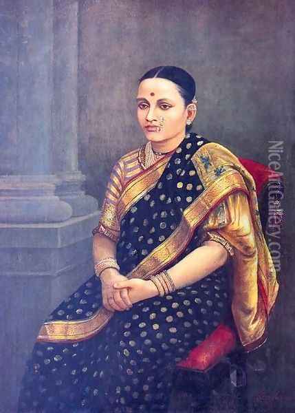 Portrait of a Lady Oil Painting - Raja Ravi Varma