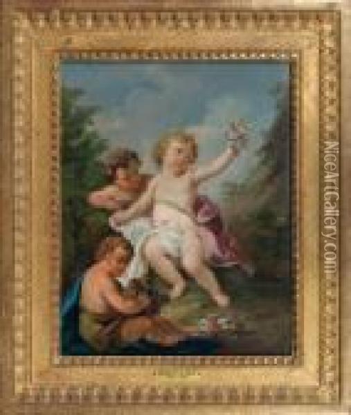 Trois Amours, 
Allegorie Du Printemps Oil Painting - Charles Dom. Joseph Eisen