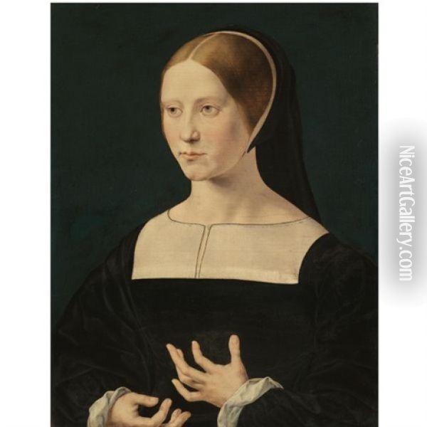 Portrait Of A Young Woman, Bust Length Oil Painting - Jan Gossaert