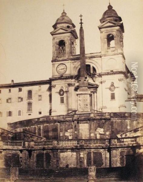Chiesa Di Trinita Dei Monti E Scalinata Oil Painting - Robert Eaton
