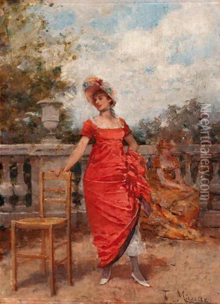Joven De Rojo Oil Painting - Francisco Miralles Galup