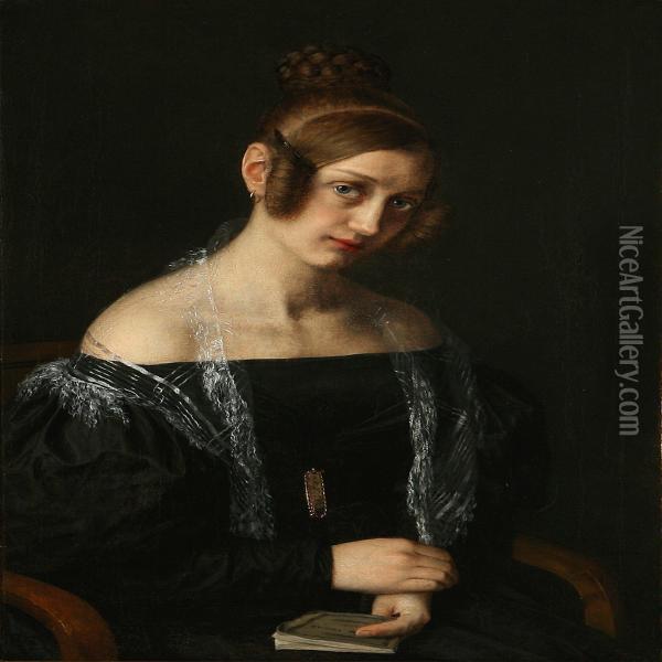 Portrait Ofcecilie Boving Born Dahl Oil Painting - Johan Vilhelm Gertner