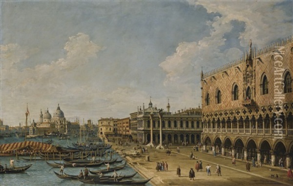 Venice, The Molo Looking West With The Palazzo Ducale And Santa Maria Della Salute Oil Painting -  Canaletto