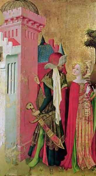 St Barbara Locked in a Tower by her Father Oil Painting - Francke Master