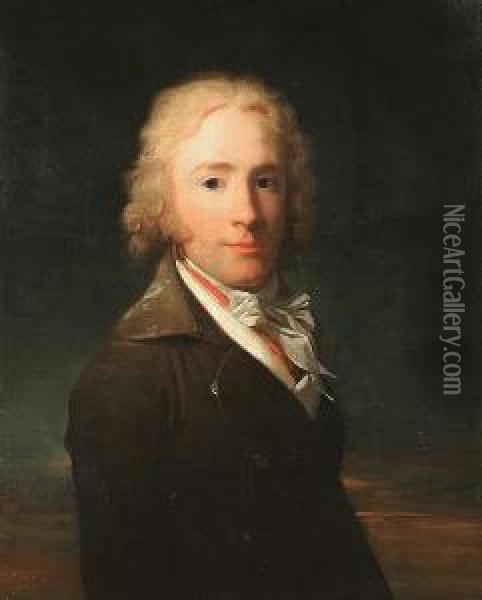 Portrait Of A Young Gentleman, Bust Length. Oil Painting - Henri Pierre Danloux
