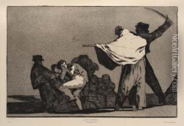 Dos A Uno, Meten La Paja En El Culo Oil Painting - Francisco De Goya y Lucientes