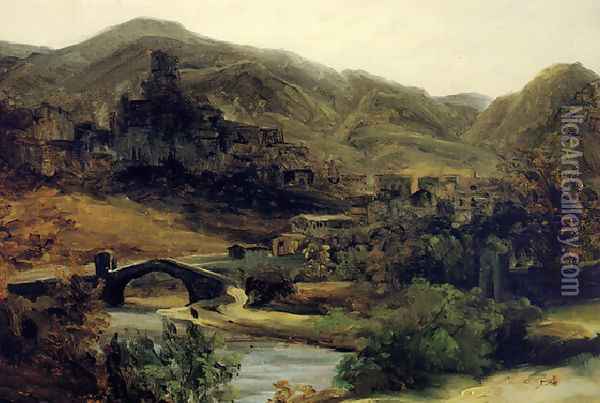 A View of Thiers in the Auvergne Oil Painting - Etienne-Pierre Theodore Rousseau