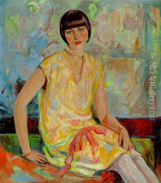 Sitzende Junge Frau Oil Painting - Emil Orlik
