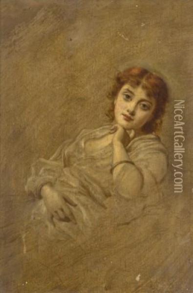 Jeune Femme Pensive Oil Painting - Charles Josua Chaplin