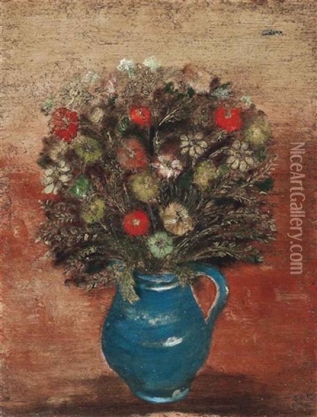 Flowers In A Pot Oil Painting - Jankel Adler