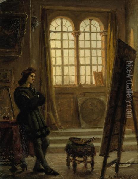 Raphael In Seinem Atelier In Florenz Oil Painting - Adolf Henning