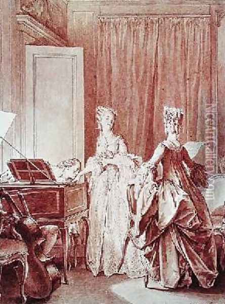 The Harpsichord Oil Painting - Jean-Michel Moreau