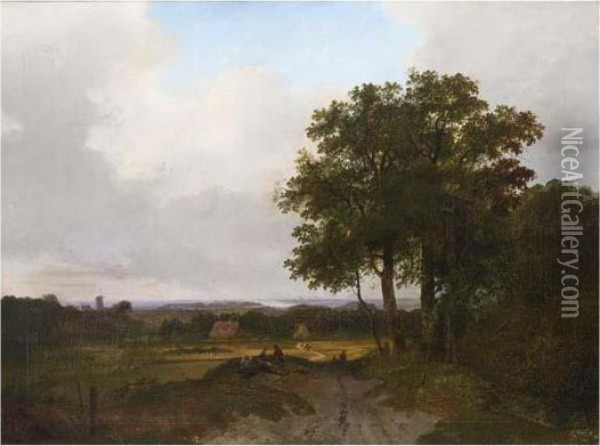 A View Of Haarlem Oil Painting - Hermanus Jan Hendrik Rijkelijkhuijsen