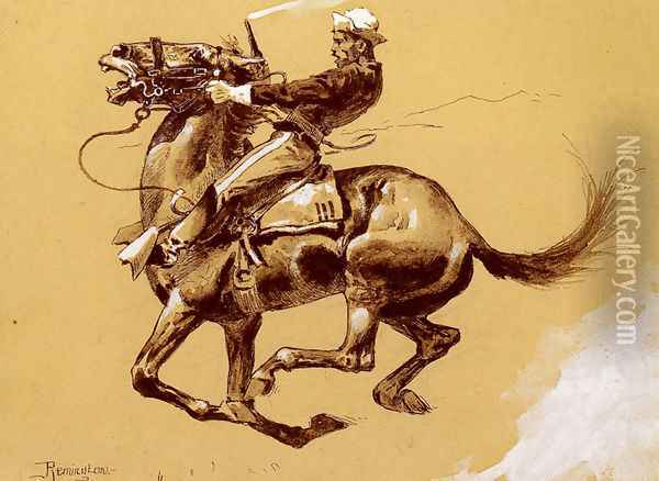 Ugly Oh The Wild Charge He Made Oil Painting - Frederic Remington