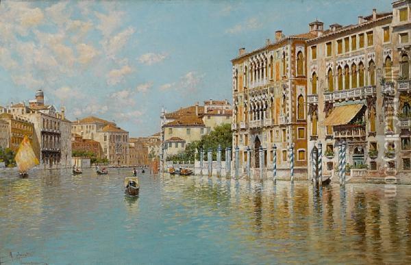 A View Looking West Along The Grand Canal, Venice Oil Painting - Rafael Senet y Perez