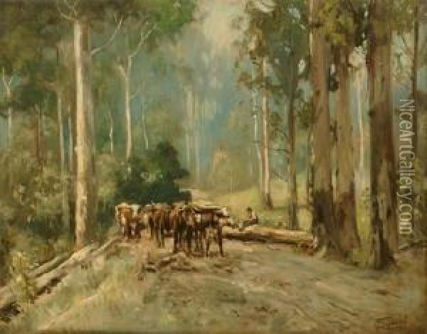 Bullock Team Oil Painting - Frederick George Reynolds