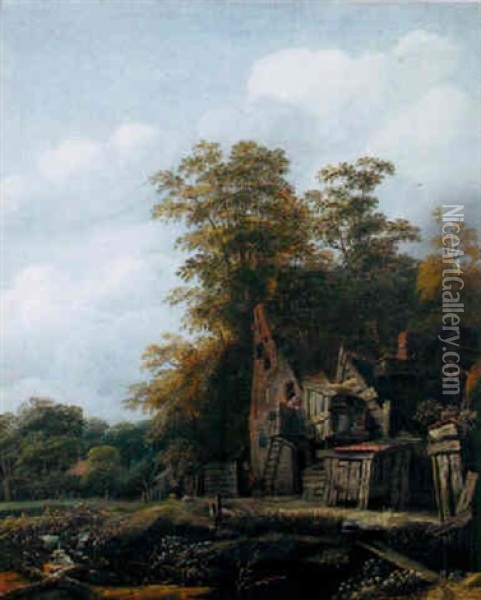 Paysage A La Chaumiere Oil Painting - Cornelis Gerritsz Decker