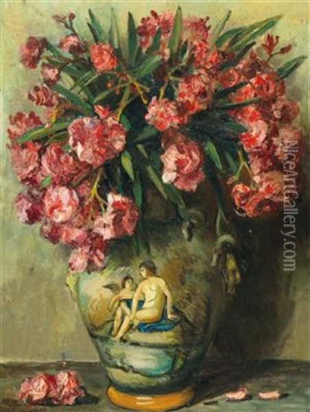 Still Life With Flowers Oil Painting - Octav Bancila