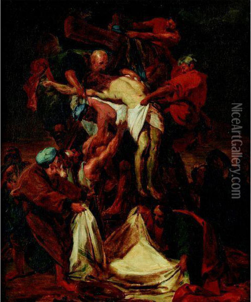 Deposition Oil Painting - Jean-baptiste Jouvenet