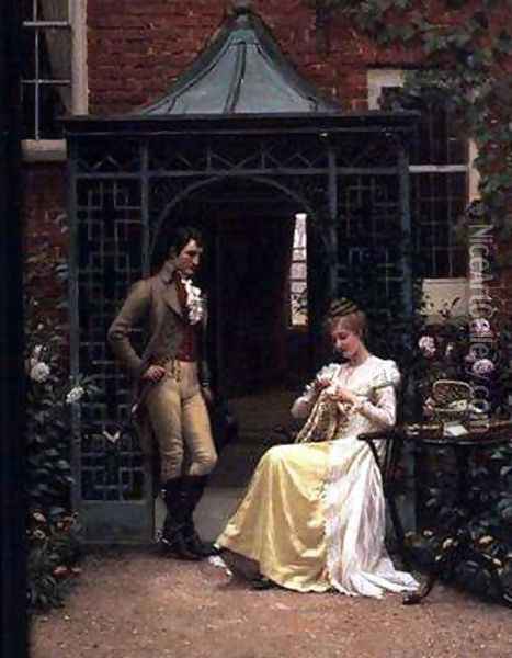 On the Threshold Oil Painting - Edmund Blair Blair Leighton