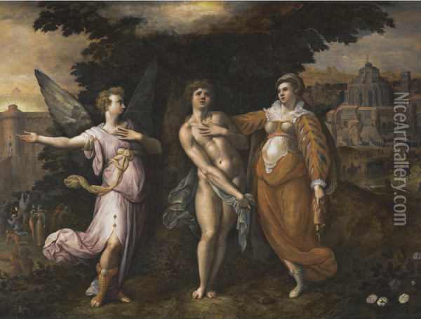 An Allegory Of Religious Life Oil Painting - Gillis Coignet
