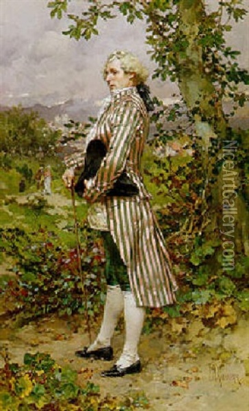 An Elegant Gentleman Oil Painting - Frederik Hendrik Kaemmerer