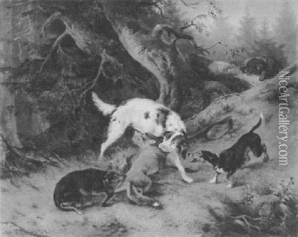 Hunde Stellen Einen Fuchs Oil Painting - Wilhelm Melchior