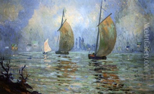 Voiles Sur La Seine Oil Painting - Pierre Dumont