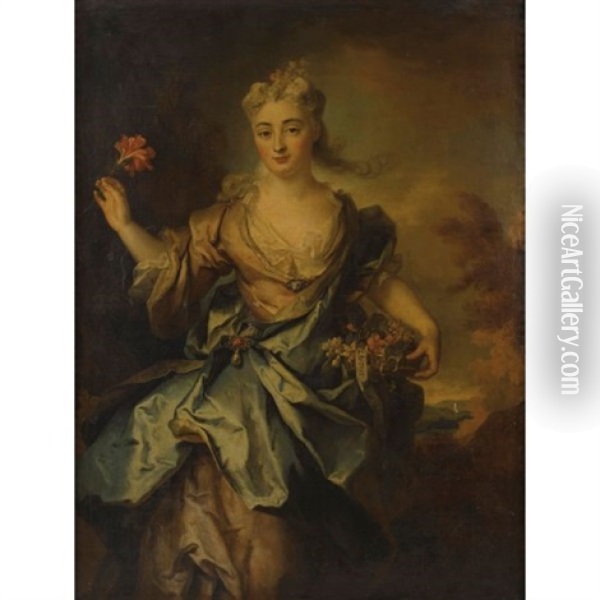 Portrait De Jeune Femme De Trois-quarts Oil Painting - Nicolas de Largilliere
