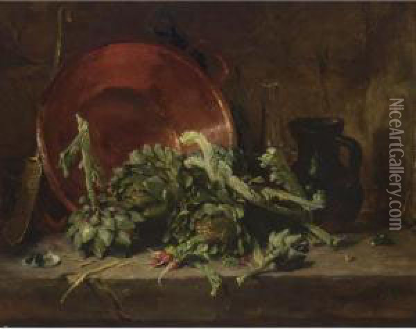A Still Life With Artichokes Oil Painting - Philippe Rousseau