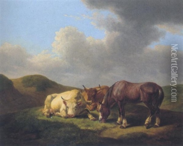 Tiere Auf Der Weide Oil Painting - Johann Baptist Dallinger von Dalling the Younger
