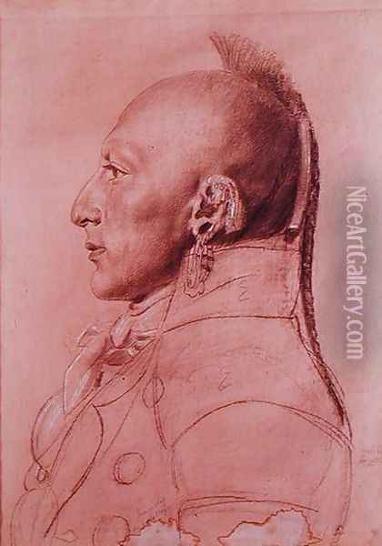 Portrait of a Chief of the Little Osages, c.1807 Oil Painting - Charles Balthazar J. F. Saint-Memin