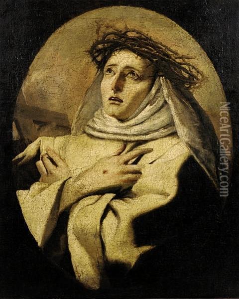Saint Catherine Of Siena Oil Painting - Giovanni Battista Tiepolo