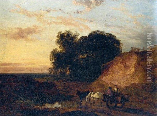 Watering The Horses; Return From The Pasture Oil Painting - Joseph Thors