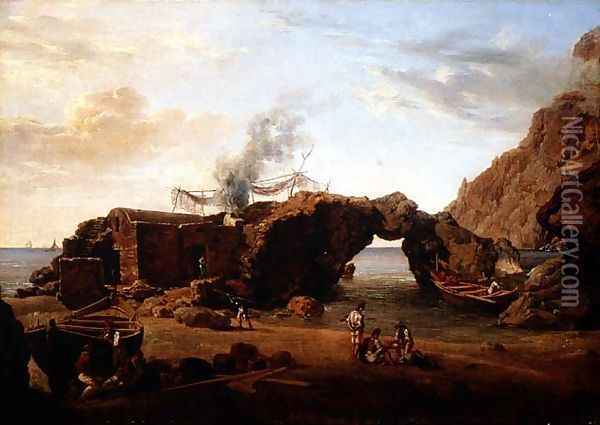 Rocky Landscape on Capri, 1827 Oil Painting - Silvestr Fedosievich Shchedrin