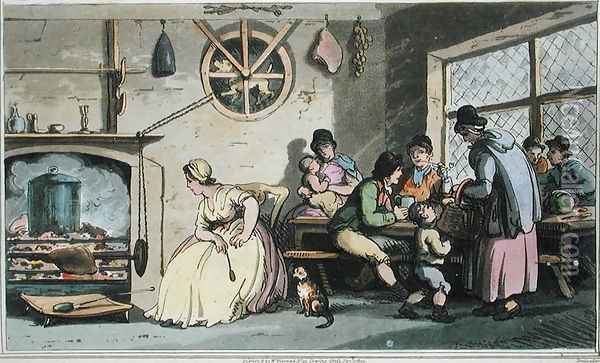 Inside of a Kitchen at Newcastle, published 1800 Oil Painting - Thomas Rowlandson
